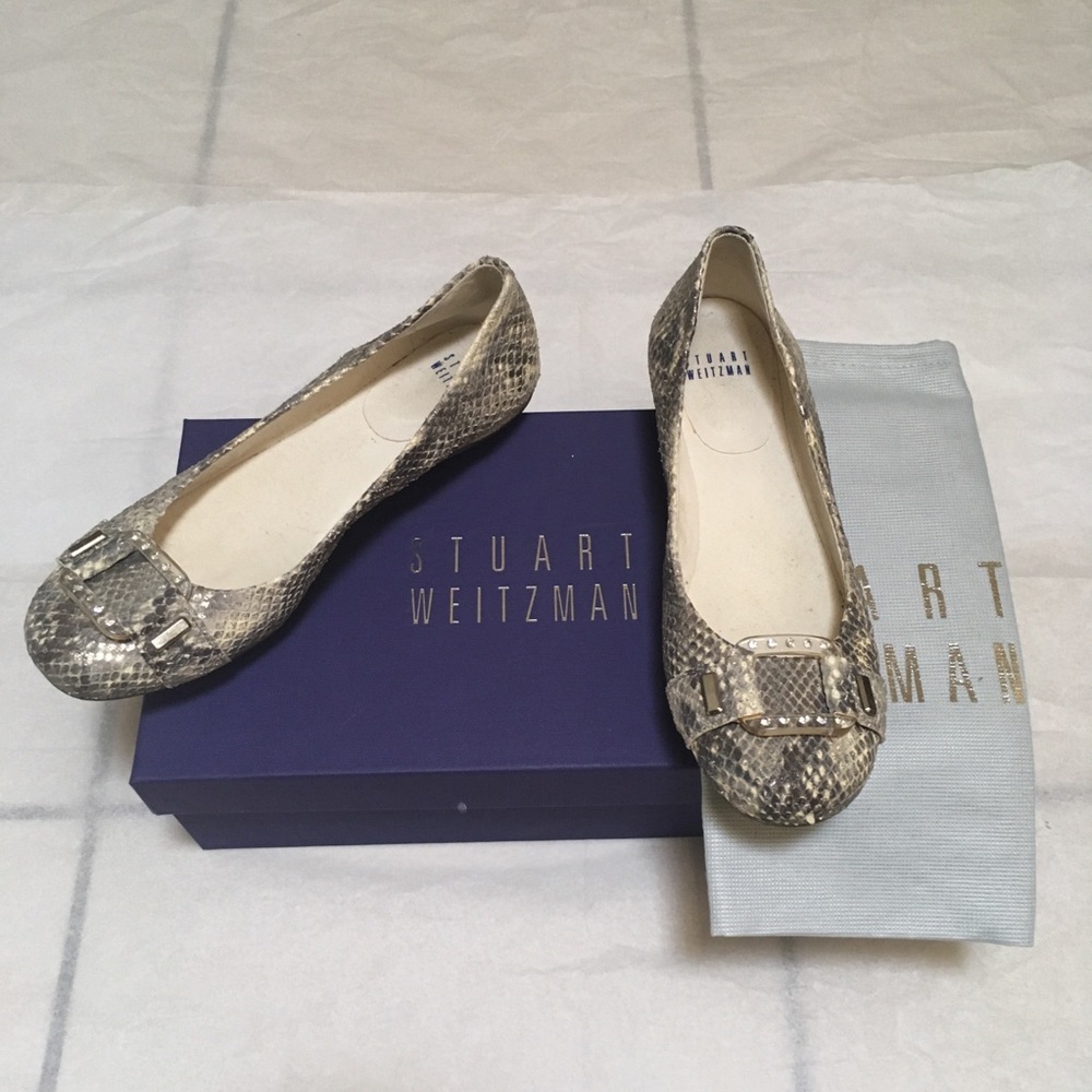 Stuart Weitzman Lucid Python-Embossed Flats